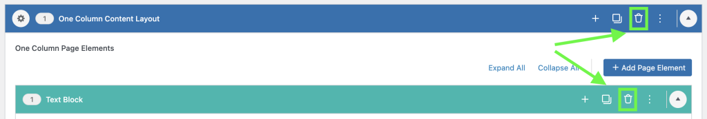 After view of the content layout settings trash icon