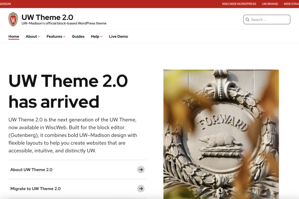 UW Theme 2.0 website screenshot